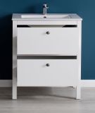 Badezimmer Waschbeckenunterschrank Ole in wei inkl. Waschbecken Badschrank im Landhausstil 61 x 82 cm