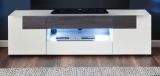 TV-Lowboard Tokyo Hochglanz wei und Sardegna grau 153 x 43 cm TV-Unterteil