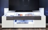 TV-Lowboard Tokyo Hochglanz wei und Sardegna grau 153 x 43 cm TV-Unterteil