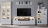 TV-Lowboard Baxter in wei im Landhausstil inklusive Podest 177 x 65 cm