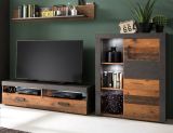 TV-Lowboard und Wandboard Indy in Shabby Vintage mit Matera grau 2-teiliges Set Old Used 139 cm