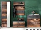 Garderobe Indy in Old Used Wood mit grau 4-teilig (265 x 192 cm)
