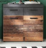 Schuhschrank Indy in Used Wood Shabby mit Matera grau 90 x 89 cm