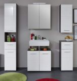 Badezimmer Badmbel Set Line  in wei Hochglanz und Sardegna grau Rauchsilber 5-teilig 150 x 182 cm