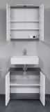 Badezimmer Badmbel Set Line in wei Hochglanz und Sardegna grau Rauchsilber Badkombination 2-teilig 60 x 182 cm