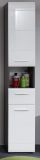 Badezimmer Hochschrank Line in wei Hochglanz und Sardegna grau Rauchsilber 30 x 182 cm