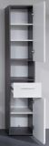 Badezimmer Hochschrank Line in wei Hochglanz und Sardegna grau Rauchsilber 30 x 182 cm