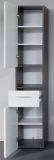 Badezimmer Hochschrank Line in wei Hochglanz und Sardegna grau Rauchsilber 30 x 182 cm