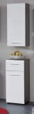 Badezimmer Unterschrank Line in wei Hochglanz und Sardegna grau Rauchsilber 30 x 80 cm