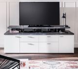 TV-Lowboard Mood in wei und Stone Design grau Fernsehtisch 180 x 66 cm