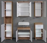 Badezimmer Badm�bel Set Amanda in wei� Hochglanz und Eiche Badkombination 5-teilig 163 x 190 cm