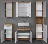 Badezimmer Badm�bel Set Amanda in wei� Hochglanz und Eiche Badkombination 5-teilig 163 x 190 cm
