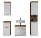 Badezimmer Badm�bel Set Amanda in wei� Hochglanz und Eiche Badkombination 4-teilig 163 x 190 cm