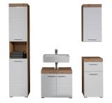 Badezimmer Badm�bel Set Amanda in wei� Hochglanz und Eiche Badkombination 4-teilig 163 x 190 cm