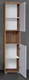 Badezimmer Hochschrank Amanda in wei Hochglanz und Asteiche Badschrank 37 x 190 cm