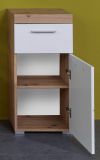 Badezimmer Unterschrank Amanda in wei� Hochglanz und Eiche Asteiche Badschrank 37 x 79 cm