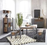 Sitzbank Prime in Old Used Wood Design mit Matera grau Esstisch Bank ohne Rckenlehne Shabby 140 x 44 cm