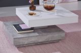 Couchtisch in wei� und Stone Design grau Wohnzimmertisch drehbar quadratisch 70 x 70 cm mit Ablage