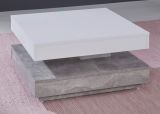 Couchtisch in wei� und Stone Design grau Wohnzimmertisch drehbar quadratisch 70 x 70 cm mit Ablage