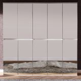 Garderobenschrank mit Spiegel Mirror in wei� mit Spiegelt�ren - XXL Mehrzweckschrank 185 x 191 cm