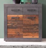 Kommode Indy in Used Wood Shabby mit Matera grau Sideboard 82 x 86 cm