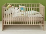 Babyzimmer Babybett Olivia in Sonoma Eiche hell Gitterbett mit Schlupfsprossen und Lattenrost 70 x 140 cm Liegeflche