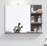 Badezimmer Spiegel Cancun / Indy in Matera grau Wandspiegel mit Ablage 72 x 57 cm