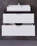 Badezimmer Waschbeckenunterschrank Concept1 in wei Hochglanz und Graphit grau Badschrank 60 x 48 cm