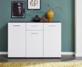 Sideboard Line in Hochglanz wei und Sardegna grau Rauchsilber Anrichte 120 x 86 cm Kommode