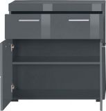 Badezimmer Kommode Amanda in grau Hochglanz Badschrank 73 x 79 cm