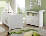 Babyzimmer Olivia in wei komplett Set 2-teilig mit Wickelkommode und Babybett