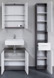 Badezimmer Badmbel Set Line  in wei Hochglanz und Sardegna grau Rauchsilber 3-teilig 115 x 182 cm