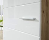 Garderobe Sitzbank Amanda in Hochglanz wei und Eiche Asteiche Garderobenbank 91 x 42 cm Schuhbank