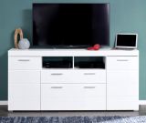 TV-Lowboard Amanda in Hochglanz wei TV in Komforthhe 180 x 88 cm Fernsehtisch