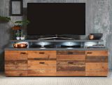 TV-Lowboard Mood in Old Used Wood Design mit Matera grau Fernsehtisch Shabby 180 x 66 cm TV in Komforthhe