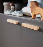 Babyzimmer Mats in grau matt mit Buche massiv komplett Set 3-teilig mit Wickelkommode Kleiderschrank und Babybett