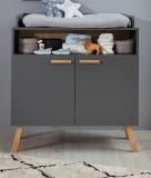 Babyzimmer Wickelkommode Mats in grau matt mit Buche massiv Babymbel Wickeltisch 96 x 105 cm
