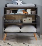 Babyzimmer Wickelkommode Mats in grau matt mit Buche massiv Babymbel Wickeltisch 96 x 105 cm