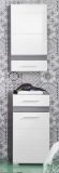 Badmbel Kommode SetOne in Hochglanz wei und Sardegna grau Rauchsilber Badschrank 37 x 80 cm