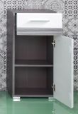 Badmbel Kommode SetOne in Hochglanz wei und Sardegna grau Rauchsilber Badschrank 37 x 80 cm