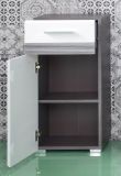 Badmbel Kommode SetOne in Hochglanz wei und Sardegna grau Rauchsilber Badschrank 37 x 80 cm
