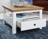 Couchtisch Universal in wei mit Eiche im Landhausstil 70 x 70 cm
