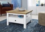Couchtisch Universal in wei mit Eiche im Landhausstil 70 x 70 cm