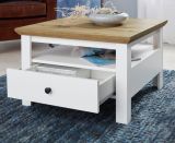 Couchtisch Universal in wei mit Eiche im Landhausstil 70 x 70 cm