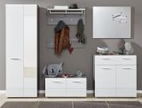 Garderobenschrank Line in Hochglanz wei und Sardegna grau Rauchsilber Garderobe 60 x 191 cm