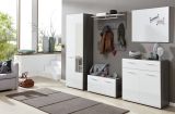 Garderobenschrank Line in Hochglanz wei und Sardegna grau Rauchsilber Garderobe 60 x 191 cm
