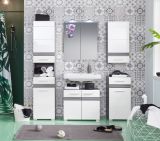 Badezimmer Spiegelschrank SetOne in Hochglanz wei Badschrank 2-trig 65 x 80 cm