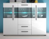 Highboard Design-D in Hochglanz wei Kommode 160 x 126 cm Anrichte