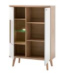 Highboard Helge in wei und Eiche Riviera Vitrine skandinavisch 90 x 134 cm