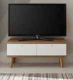 TV-Lowboard Helge in wei und Eiche Riviera TV-Unterteil skandinavisch 107 x 50 cm